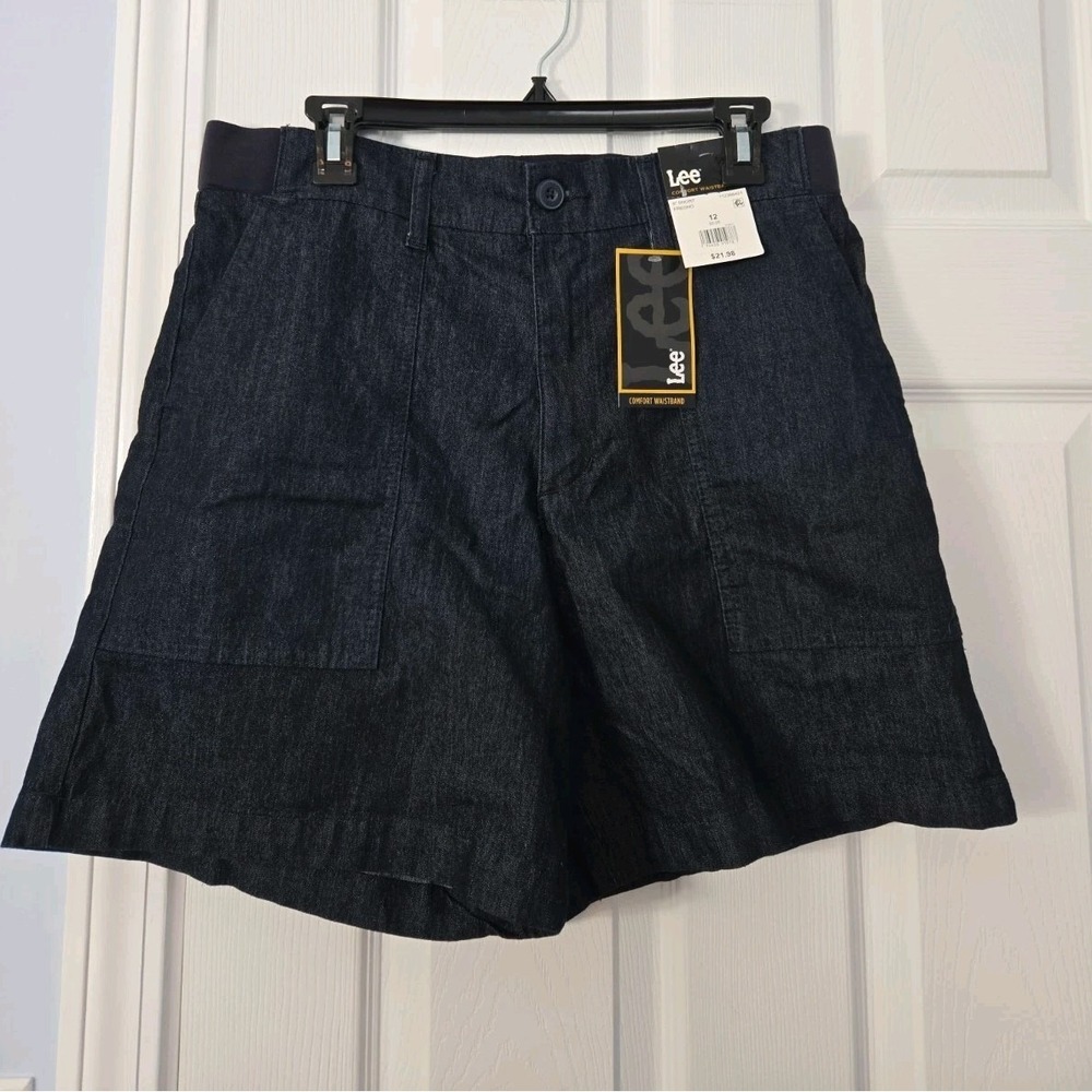 Lee Fresno New Denim Shorts Size 12 Navy Has Comfort Band